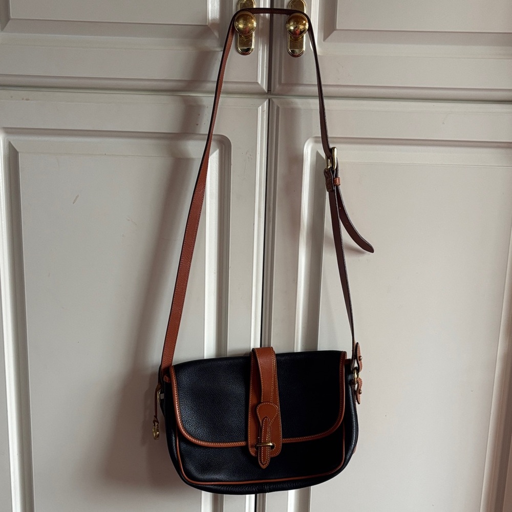 Vintage Dooney & Bourke Black and Brown Crossbody Bag